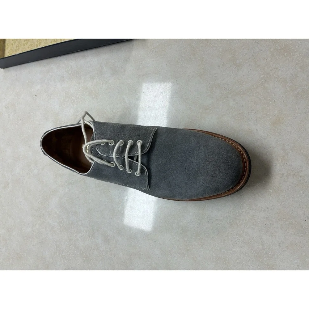 Herring Johnstone Grey Suede Derby dress Shoes Mens 10.5 F British Blucher S-063